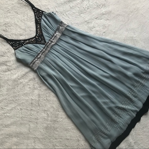 Sue Wong Dresses & Skirts - Sue Wong Nocturne Silk Sequin Beaded Cocktail Empire Babydoll Slip Dress Sz 0